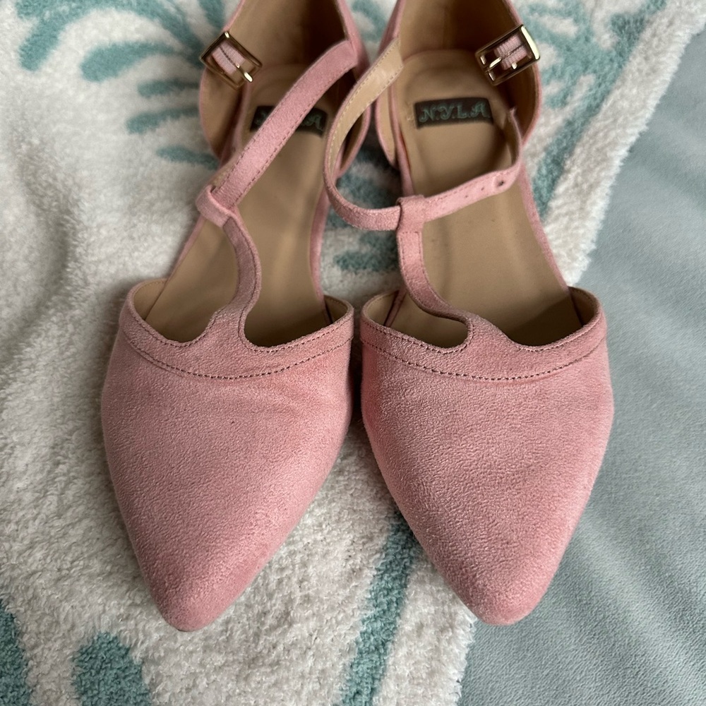 Modcloth  N.Y.L.A Blush Pink T Strap Flats